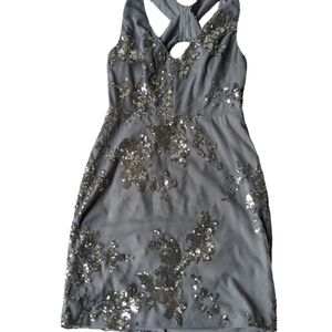 Papaya Sequin Tule Mini Cocktail Dress